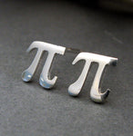 Pi Symbol Math Stud Earrings Handmade from sterling silver or 14k gold