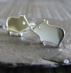 Pig stud earrings in sterling silver or 14k gold