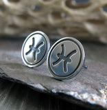 Pisces zodiac star sign sterling silver stud earrings
