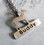 Pitbull necklace dog personalized pendant handmade in sterling silver