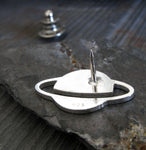 Planet Saturn sterling silver tie tack