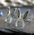 Playboy bunny ears stud earrings handmade in sterling silver.