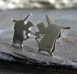 Pokemon Go Pikachu Stud Earrings Handmade from Sterling Silver or 14k Gold