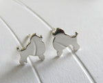 Poodle Dog Silhouette Sterling Silver Stud Earrings