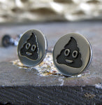Poop emoji sterling silver handmade stud earrings