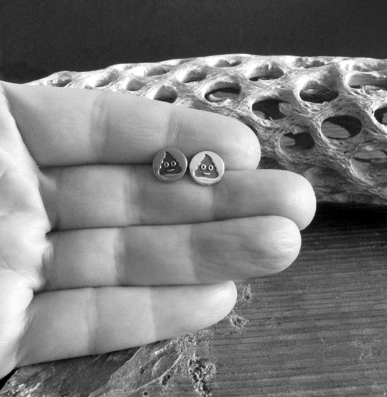 Poop Emoji Stud Earrings ~ Handmade in USA from sterling silver ...
