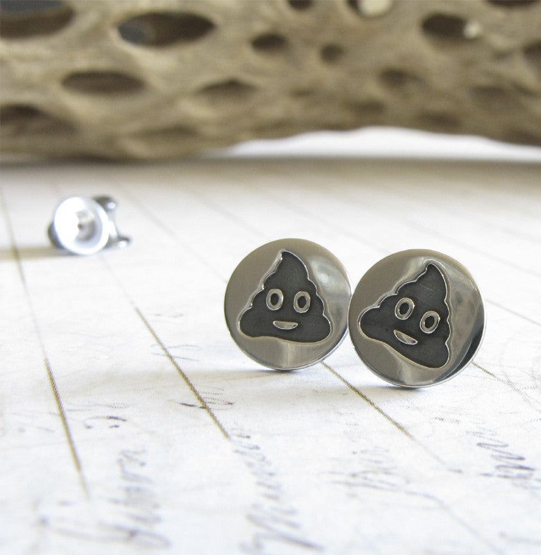 Poop Emoji Stud Earrings ~ Handmade in USA from sterling silver ...