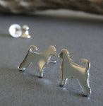 Portguese water dog tiny stud earrings handmade from sterling silver or 14k gold