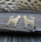 Portguese water dog tiny stud earrings handmade from sterling silver or 14k gold