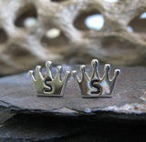Princess Crown Earrings with Personalized Initial