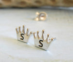 Princess Crown Earrings with Personalized Initial