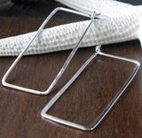 Rectangle Hoop Earrings Handmade in Sterling Silver