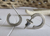 Small Sterling Silver Rustic Hoop Stud Earrings Oxidized