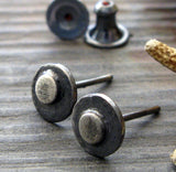 Rustic Stacked Sterling Silver Stud Earrings