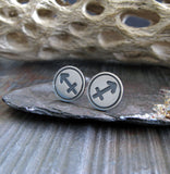 Sagittarius zodiac stud earrings handmade in sterling silver