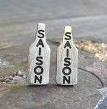 Saison craft beer bottle tiny sterling silver post earrings