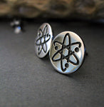 Science atom stud earrings handmade in sterling silver