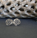 Science atom stud earrings handmade in sterling silver