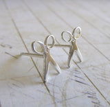 Scissor stud earrings in sterling silver or 14k gold