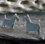 Scottie Dog Earrings. Sterling Silver or 14k Gold Silhouette jewelry