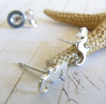 Seahorse Ocean Sterling Silver Stud Earrings