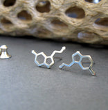 Serotonin molecule stud earrings