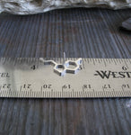 serotonin molecule tie tack on a silver ruler and gray stone