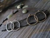 Set of Tiny Handmade Hoop Earrings in Silver and Gold