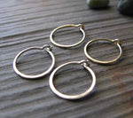Set of Tiny Handmade Hoop Earrings in Silver and Gold