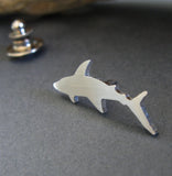 silver shark pin shown on gray to balck gradient