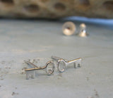 Skeleton Key Steampunk Sterling Silver Tiny Stud Earrings