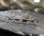 Skeleton Key Steampunk Sterling Silver Tiny Stud Earrings