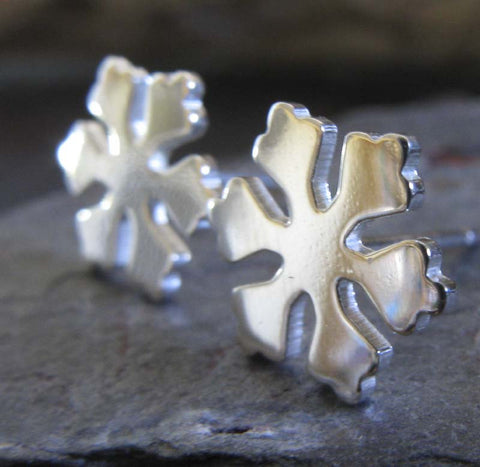 Snowflake Stud Earrings in Sterling Silver