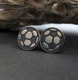 Soccer Ball sterling silver stud earrings