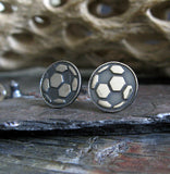 Soccer Ball sterling silver stud earrings