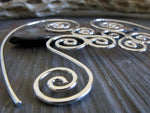 Sterling Silver Triskele Spiral wirewok earrings on grey stone
