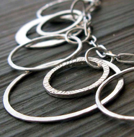 Bold statement rings necklace handmade in sterling silver