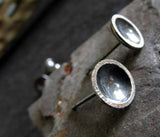 Oxidized Sterling Silver Cup Stud Earrings