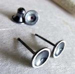 Oxidized Sterling Silver Cup Stud Earrings