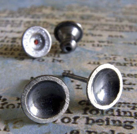 Oxidized Sterling Silver Cup Stud Earrings