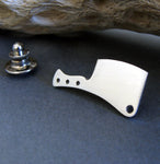 Butcher Knife Cleaver Tie Tack handmade from sterling silver