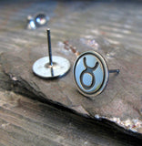 Taurus the Bull Zodiac stud earrings sterling silver