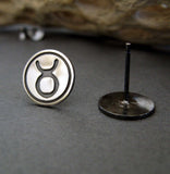 Taurus the Bull Zodiac stud earrings sterling silver