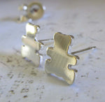 Teddy Bear Sterling Silver Stud Earrings