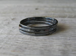 Thin Oxidized Sterling Silver Stacking Rings