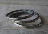 Thin Rustic Sterling Silver Stacking Rings