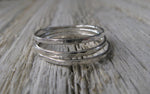 Thin Sterling Silver Hammered Stacking Rings