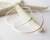 Thin delicate Medium Handmade Sterling Silver Hoop Earrings