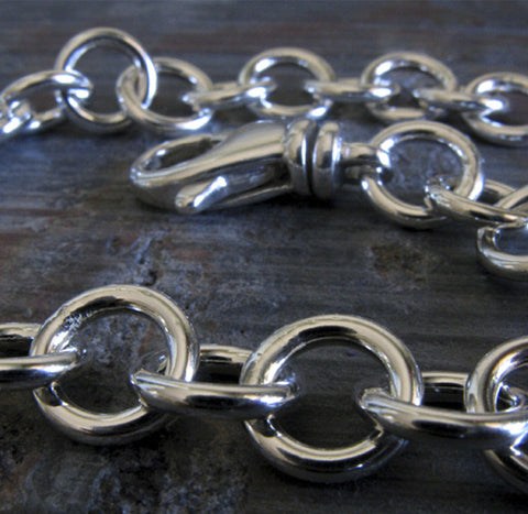 Tiffany Style Chain Link Bracelet.  Sterling Silver Artisan Handmade