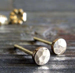 Tiny Hammered Dot Stud Earrings 14k Gold